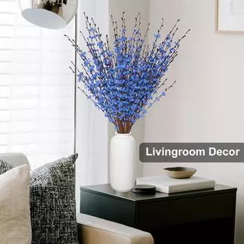 10 шт искусственных цветов жасмина, длинный букет искусственных цветов жасмина для самостоятельного изготовления цветочных растений для дома, офиса, свадьбы, стола, центральных украшений для вечеринки, вазы, декора 10pcs сапфир синий