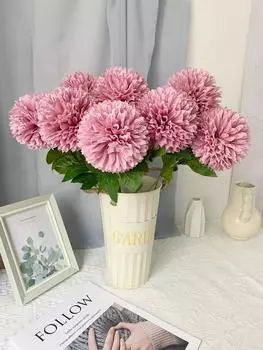 10 шт. искусственных хризантем, шарики, шелковые цветы, цветы для невесты, 52 см, один стебель хризантемы для свадебных букетов, вечеринок, домашнего декора для сада розовый