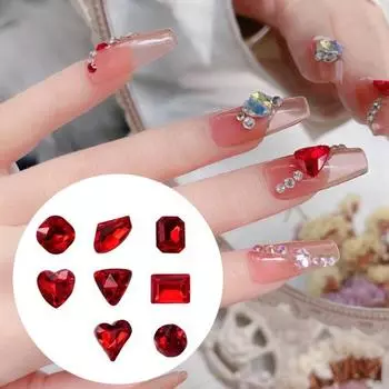 10 шт. искусственных хрустальных страз для ногтей, красные мини-маникюрные стразы для дизайна ногтей для поделок и изготовления ювелирных изделий G