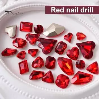 10 шт. искусственных хрустальных страз для ногтей, красные мини-маникюрные стразы для дизайна ногтей для поделок и изготовления ювелирных изделий E