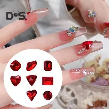 10 шт. искусственных хрустальных страз для ногтей, красные мини-маникюрные стразы для дизайна ногтей для поделок и изготовления ювелирных изделий E