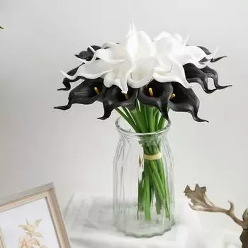 10 шт. искусственных каллы лилии настоящие искусственные цветы для свадебного букета невесты домашний декор праздничные принадлежности белый