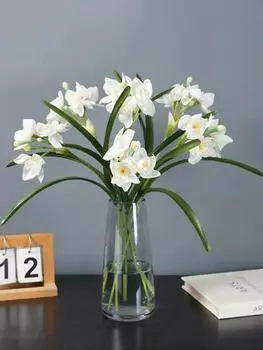 10 шт. искусственных нарциссов, шелковые букеты цветов нарциссов для дома, сада, вечеринки, внутреннего и наружного балкона, свадьбы, крыльца, своими руками, цветочный декор, шелковые искусственные цветы жёлтый