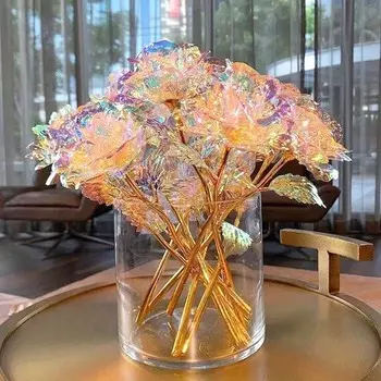 10 шт. искусственных розовых золотистых кристаллов - подарок на Рождество, свадьбы, годовщины и День матери - украшения для вечеринок и свадеб