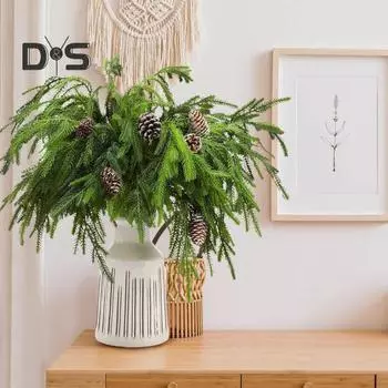 10 шт. искусственных сосновых веток 17,8 дюйма, искусственные стебли норфолкской сосны, реалистичные зеленые ветки для рождественского декора, венки, гирлянды своими руками 10 pcs