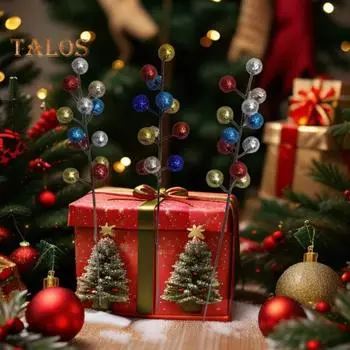 10 шт. искусственных веток ягодных стеблей, рождественские ветки ягод из искусственной пены, цветочные палочки для рождественского венка на елку, домашний декор для вечеринки A