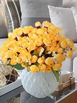 10 шт., искусственный бутон розы, мини-маленький бутон розы, 15 головок/пучок, шелковые искусственные цветы для DIY, свадьбы, дома, рождественский декор, цветочные подарки, реквизит для фотографий коричневый