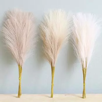10 шт. искусственный цветок пушистый 47 см 2-ветвистый домашний декор сделай сам цветочная композиция искусственный тростник пампасная трава