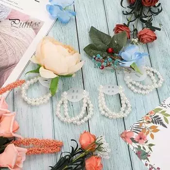 10 шт. искусственный жемчуг на запястье цветок двухслойный эластичный браслет растягивающийся браслет Свадебная вечеринка Выпускной DIY корсажные принадлежности 10 pcs