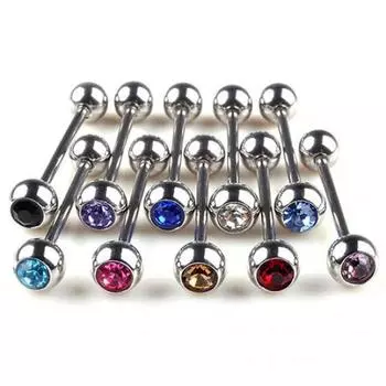 10 шт. из нержавеющей стали, шарики со смешанным логотипом, языковые бруски, кольца для пирсинга штанги