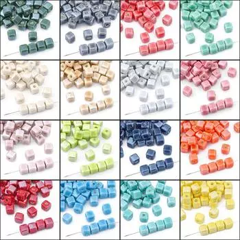 10 шт. изготовление сережек керамика 6 мм DIY бисер креативные свободные бусины квадратные бусины браслет ожерелье материал ювелирные аксессуары ручной работы