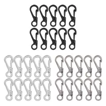 10 шт. карабинов с пряжкой, металлическая мини-застежка-карабин SF, мини-карабины, брелок, зажимы для рюкзака, походной сумки для бутылок серебряный