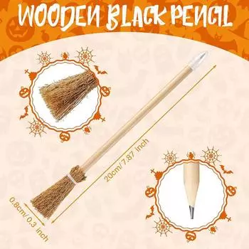 10 шт. карандашей в виде метлы ведьмы, детские сувениры на Хэллоуин, день рождения, подарочный реквизит, наполнитель для мешков с подарками, деревянный карандаш для письма, школьный приз