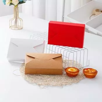 10 шт. картонных конвертов, упаковочных коробок для свадеб, дней рождений, праздников, вечеринок, конфет, печенья, подарочных коробок из крафт-бумаги 19.5x12.5x4cm белый