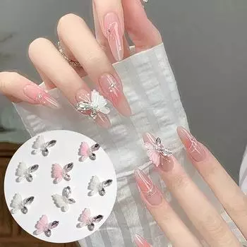 10 шт. Kawaii Butterfly Zircon S Jewelry Nail Art Parts Decorations Nails Accessories Charms Supplies розовый