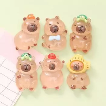 10 шт. кавайные мультяшные подвески из смолы капибара яркие плоские серьги-брелки в виде животных кулон для самостоятельного изготовления ювелирных изделий as the picture