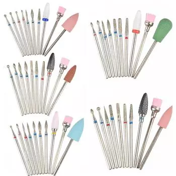 10 шт., керамические алмазные фрезы для маникюрного набора, фрезы для ногтей, фрезы для снятия гель-лака, аксессуары для дизайна ногтей