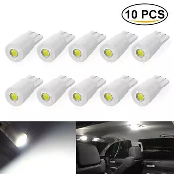 10 шт. керамические светодиодные лампы T10 W5W 194 168, освещение салона автомобиля, клиновидная дверь, приборная боковая лампа, пластина, автолампа, белая, 12 В постоянного тока