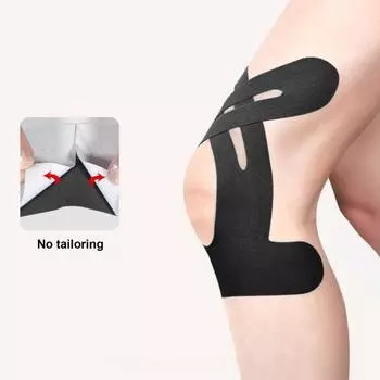 10 шт. кинезиологическая лента для колена, предварительно нарезанная лента для колена, дышащая клейкая спортивная лента, эластичная спортивная лента для бега, пешего туризма, верховой езды чёрный
