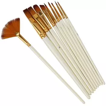 10 шт. кисть для рисования нейлоновый волос деревянный стержень в форме веера принадлежности для акварельной живописи