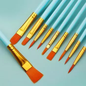 10 шт. кисти для рисования с длинной ручкой, мягкая щетина, сильная впитываемость, акварель, круглые заостренные многофункциональные кисти для рисования, набор кистей для художников фиолетовый