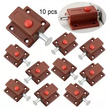 10 шт. классическая сплошная дверная защелка, защелка для двери, окна, шкафа, раздвижного замка, шкафа, бытовой кнопки безопасности, пружинная автоматическая кнопка, защелка, мебельная фурнитура
