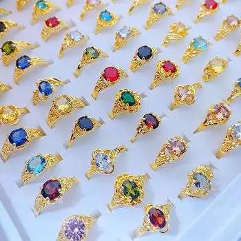 10 шт. классическое женское кольцо с 4 когтями и кристаллами циркона