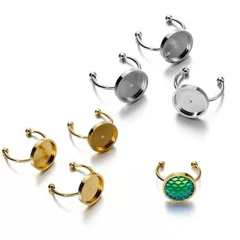 10 шт. кольцо из нержавеющей стали, пустое кольцо с плоской задней частью, подходит для 4/6/8/10/12 мм, нижний лоток для драгоценных камней, аксессуары для изготовления ювелирных изделий, разъем 4mm