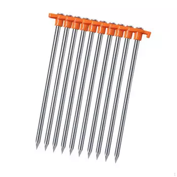 10 шт. кольев для крепления на земле для палаток, металлические анкеры для навесов, дюймовая установка, наружное использование оранжевый