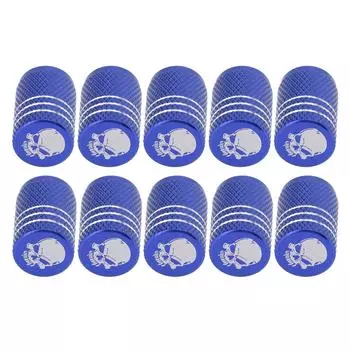 10 шт. колпачков для вентилей шин и колес с рисунком черепа, универсальные для автомобилей, внедорожников, мотоциклов, грузовиков синий