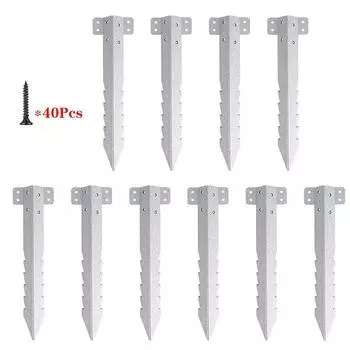 10 шт. Колышки для шпал, Анкеры для столбов забора, Грунтовые шипы, Металлический колышек для грунта, Приподнятая садовая клумба, Деревянная садовая окантовка-бордюр one size