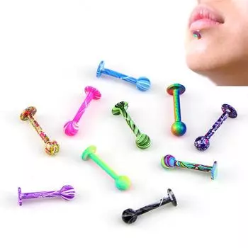 10 шт./компл., 16 г, из нержавеющей стали, шарик для козелка, губная губа, кольца, ювелирные изделия для пирсинга разноцветный