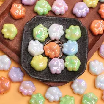 10 шт./компл. 18,6*21 мм акриловые бусины с мультяшной медвежьей лапой, подвески, детские серьги «сделай сам», ожерелье, браслет, ювелирные аксессуары оранжевый