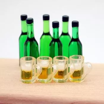 10 шт./компл. 1:12 кукольный домик, миниатюрная игрушка, бутылка для пива, вина, напитка, чашка, модельный комплект, чашка для бутылки, фигурки, аксессуары для кухни и гостиной