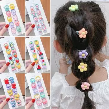 10 шт./компл. эластичные резинки для волос с героями мультфильмов, аксессуары для волос, держатели для хвостиков, животные, фрукты, детские резинки для волос