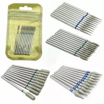 10 шт./компл. алмазные сверла для ногтей, вращающиеся насадки для электрического маникюрного станка, фрезы, инструменты для дизайна ногтей, аксессуары CC18