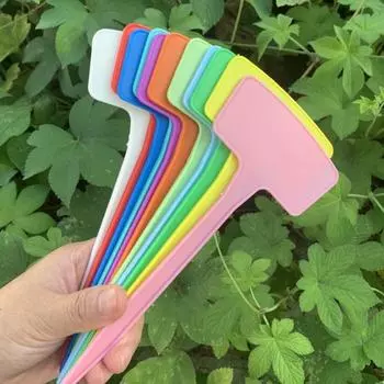 10 шт./компл. этикетки для растений, водонепроницаемые вставки, дизайн, однотонные Т-образные пластиковые бирки для растений для садоводства 4