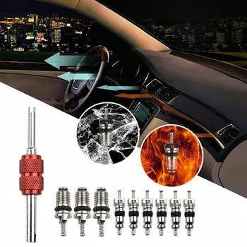 10 шт./компл. автомобильный кондиционер сердечник клапана системы A/C набор для снятия маленький/большой R134a + инструменты для установки съемника серебряный