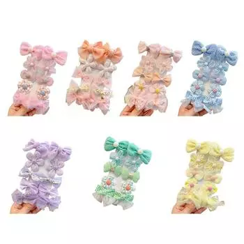 10 шт./компл., детские милые заколки для волос с бантом и цветочным орнаментом, заколка ручной работы для маленьких девочек, бутик-заколки, детские аксессуары для волос
