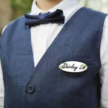 10 шт./компл. DIY овальный именной бейдж с булавкой для офисных работников, студентов, держатель для удостоверения личности сотрудника, легкий деревянный набор для броши на рабочую одежду 10pcs