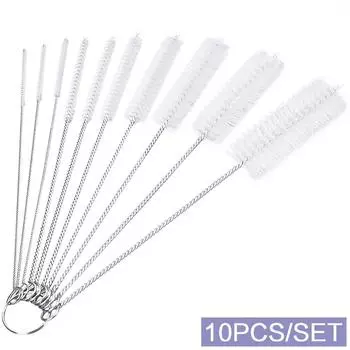10 шт./компл., длинная соломенная щетка для чистки, нейлоновая щетка для чистки бутылочек, щетки для чистки трубок, набор инструментов белый