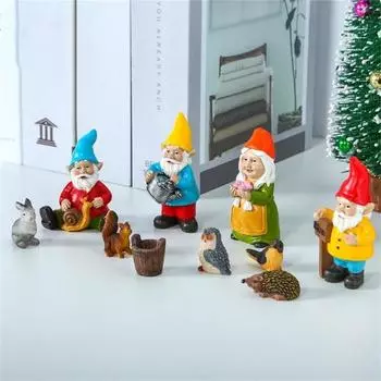 10 шт./компл. фигурка гнома, ручная работа, отличная детализация, смоляные сказочные садовые гномы, миниатюрные украшения для двора разноцветный