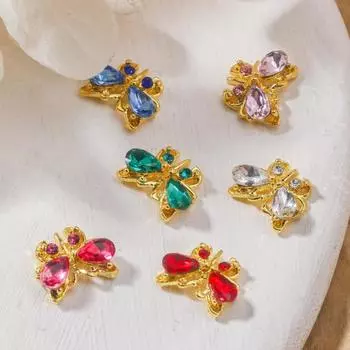 10 шт./компл. гвоздь DIY Charm сплав 3D золотое искусство роскошь милый металлический стразы инкрустация бабочки гвоздь чистый