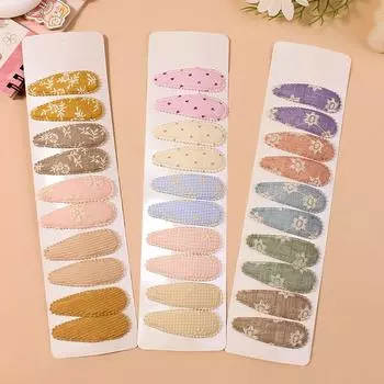 10 шт./компл., хлопковые заколки-бантики для волос с принтом для новорожденных, тканевые заколки в клетку, головные уборы для девочек, детские аксессуары для волос