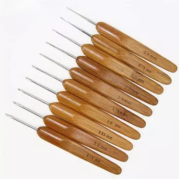 10 шт./компл., игла для свитера, металлический крючок, бамбуковые инструменты для вязания, бамбуковый крючок, карбонизированный бамбуковый хвостовик, швейные аксессуары