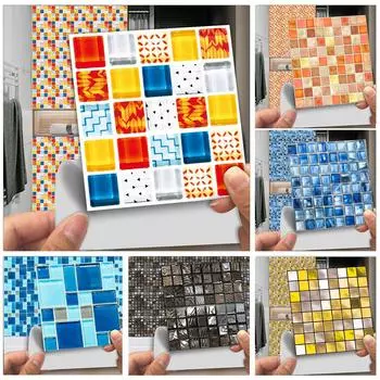 10 шт./компл. керамическая плитка из ПВХ с имитацией мрамора для предотвращения пятен Восстановленная самоклеящаяся бумага для украшения дома Декоративные пленки Наклейки на стены 10cm10cm10pcs