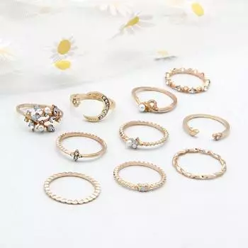 10 шт./компл. кольца со звездами и луной для женщин и девочек, комплект ювелирных изделий в стиле бохо, подарки, аксессуары One Size