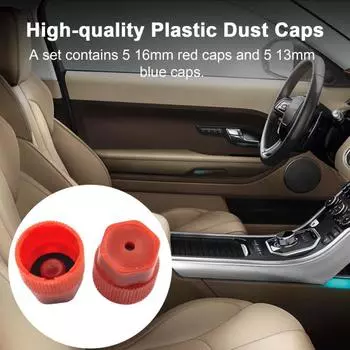 10 шт./компл. колпачок R134a, красный комплект, 16 мм, синий, 13 мм, автомобильные пылезащитные колпачки для кондиционера