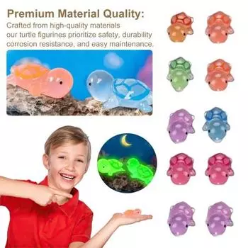 10 шт./компл. красочная мини-фигурка черепахи, светящаяся в темноте, крошечное украшение в виде черепахи, миниатюрная статуэтка животного, настольное украшение, украшение S 10 pcs