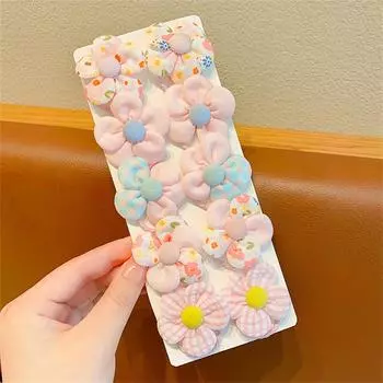 10 шт./компл. красочные резинки для волос с цветочным принтом из ткани, резинки для волос для маленьких девочек, резинки для хвостиков, резинки для малышей, детские головные уборы